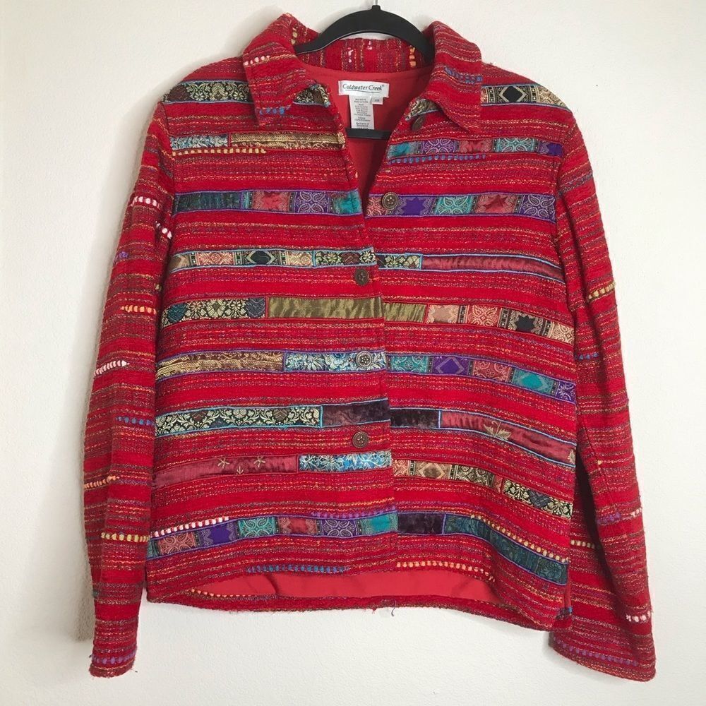 Coldwater creek‎ red patchwork shirt jacket